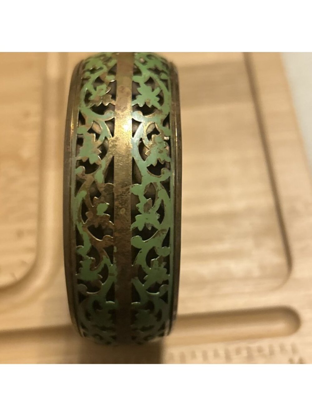 Vintage Bohemian Brass Openwork Leaf & Vine Cutout Bangle Bracelet Unique Design